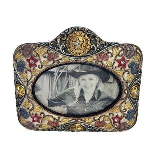 Western Country Diamond Brocade Americana Photo Frame Holds 4 x 6 Picture New